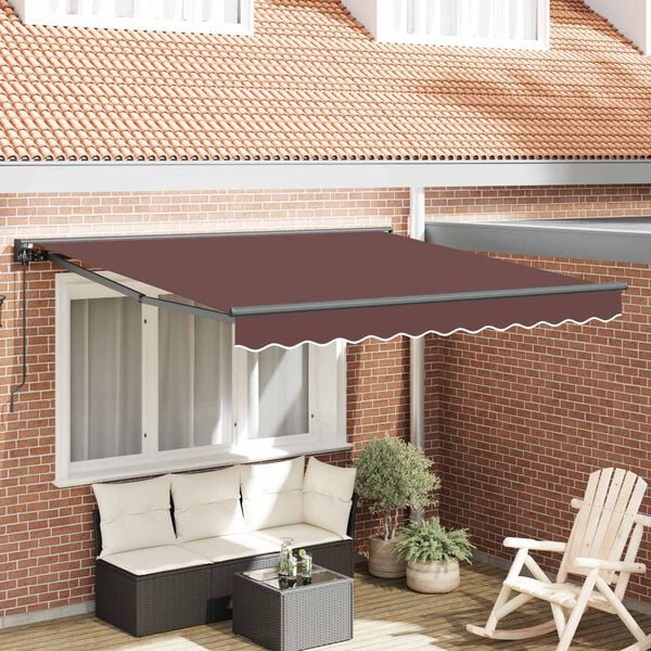 vidaXL Retraktilna tenda Rjava 300 x 250 cm Aluminij in tkanina