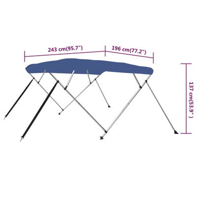 vidaXL Bimini tenda s 4 loki modra 243x196x137 cm