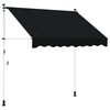 vidaXL Ročno zložljivo senčilo Črna 350 cm