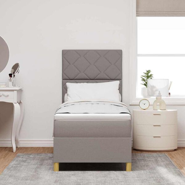 vidaXL Postelja z vzmetnico z vzmetnico Taupe 80 x 200 cm blago