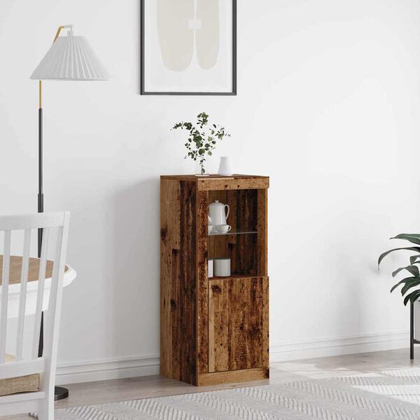 vidaXL LED bočni predalnik Rjava 41 x 37 x 100 cm Konstruiran les