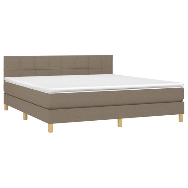vidaXL Box spring postelja z vzmetnico taupe 180x200 cm blago