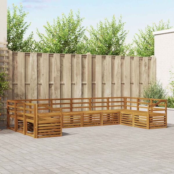 vidaXL Sedežne garniture 10 pcs Naravna Masiven les akacije