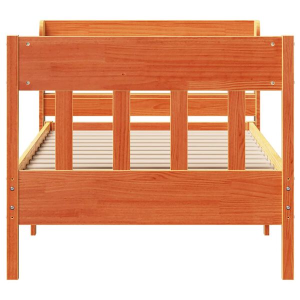 vidaXL Posteljni okvir brez vzmetnice vo&scaron;čeno rjav 90x190 cm borovina