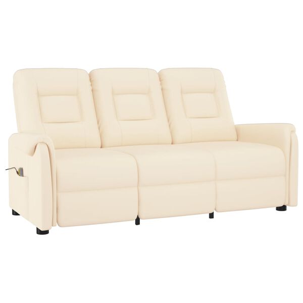 vidaXL Masažni trosed krem umetno usnje