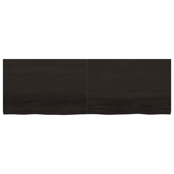 vidaXL Stenska polica temno rjava 180x60x(2-4) cm trdna hrastovina
