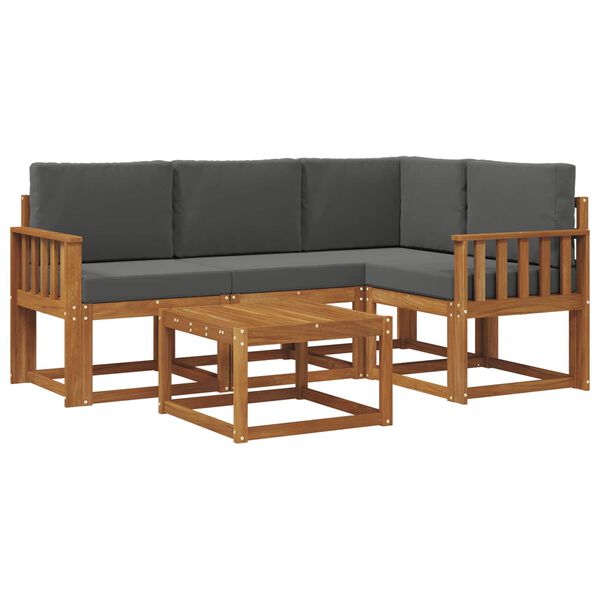 vidaXL Zunanja garnitura za sedenje 5 pcs Naravna in antracitna