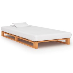 vidaXL Posteljni okvir iz palet rjava trdna borovina 90x200 cm