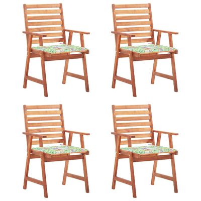vidaXL Zunanji jedilni stoli 4 kosi z blazinami trden akacijev les