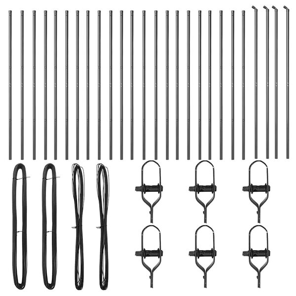 vidaXL Steber ograje. Drugo 26 pcs Siva 3,2 x 3,2 x 170 cm Jeklo