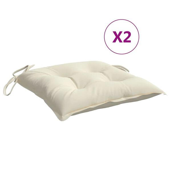 vidaXL Blazine za stole 2 kosa kremno bele 40x40x7 cm oxford tkanina