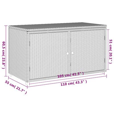vidaXL Vrtna omara za shranjevanje siva 110x55x60,5 cm poli ratan