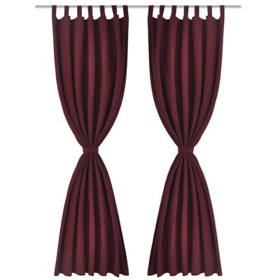 2 kosa bordo satenasih zaves z obročki 140 x 175 cm