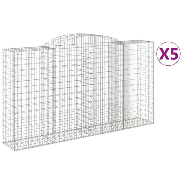 vidaXL Obokane gabion ko&scaron;are 5 kosov 300x50x160/180cm pocinkano železo