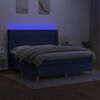 vidaXL Box spring postelja z vzmetnico LED modra 160x200 cm blago
