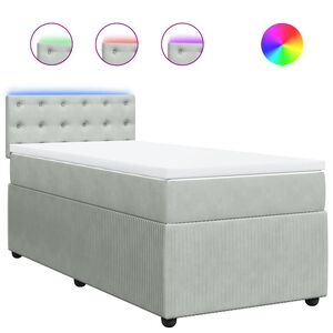 vidaXL Box spring postelja z vzmetnico svetlo siva 80x200 cm žamet