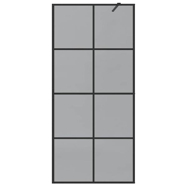 vidaXL Stena za odprto prho Črna 90 x 195 cm kaljeno steklo