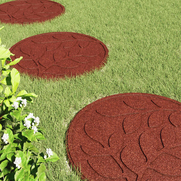 vidaXL Korak kamen 6 pcs Rdeča &Oslash; 44 x 2 cm Guma