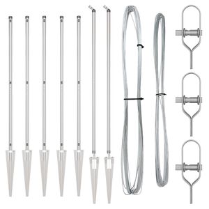 vidaXL Ograjni stebri 7 pcs srebrna Ø32mm 160 cm Pocinkano jeklo