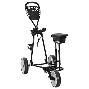 vidaXL Golf voziček s sedežem Črna in bela elezo Zložljivo