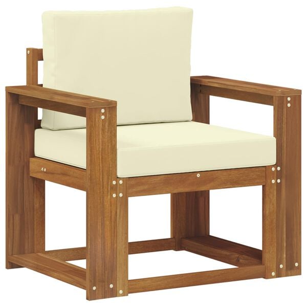 vidaXL Zunanji kavč Masivno akacijevo les in poliester Naravna