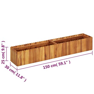 vidaXL Visoka greda 150x30x25 cm trden akacijev les