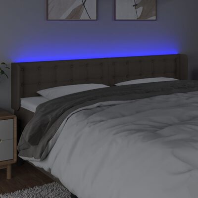 vidaXL LED posteljno vzglavje taupe 163x16x78/88 cm blago