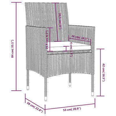 vidaXL Vrtna sedežna garnitura 8-delna z blazinami poli ratan siva