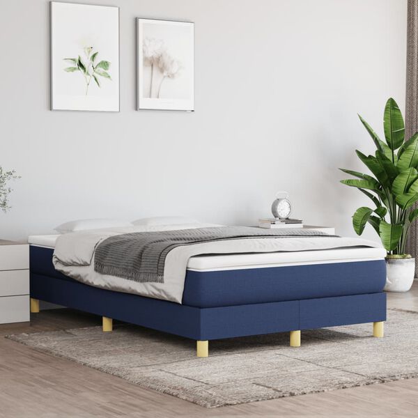 vidaXL Box spring postelja z vzmetnico modra 120x190 cm blago