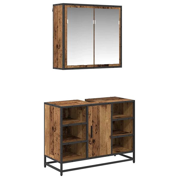 vidaXL Komplet pohi&scaron;tva za kopalnico 2 pcs Star les Konstruiran les