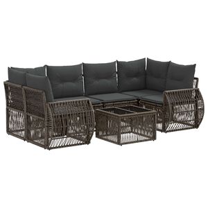 vidaXL Vrtna sedežna garnitura 7 kos Siva 55 x 55 x 37 cm poli ratan