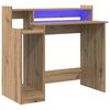 vidaXL Miza z LED lučmi Umetni hrast 97 x 45 x 90 cm Konstruiran les