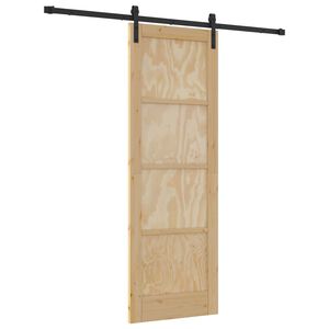 vidaXL Drsna vrata 73,5 x 211 cm Trdna borovina Naravna in črna