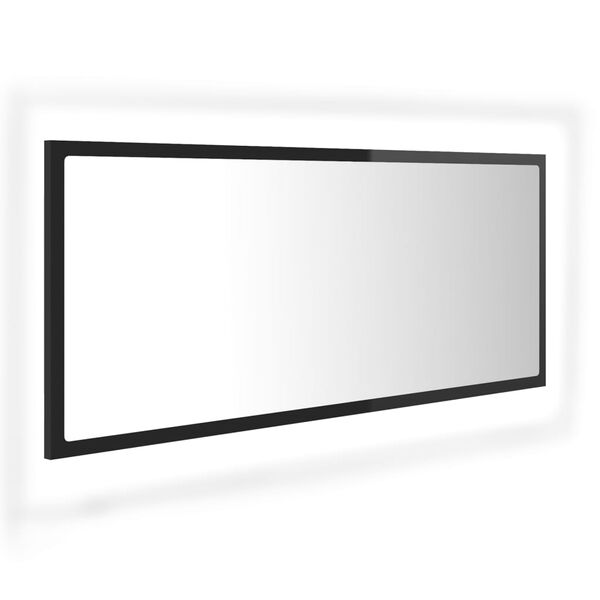 vidaXL LED kopalni&scaron;ko ogledalo visok sijaj črno 100x8,5x37 cm akril
