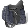 vidaXL Jahalno Sedlo Set 17,5" Pravo Usnje Črne Barve 18 cm 5-v-1