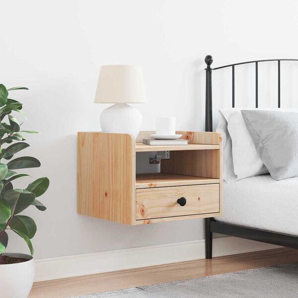 vidaXL Nočna omarica s predalom Rjava 38 x 36 x 29,5 cm Trdna borovina