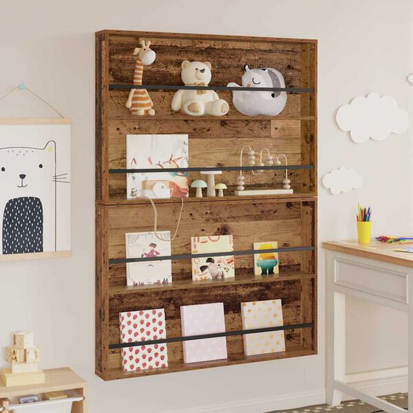 vidaXL Regal za revije 2 pcs Star les 100 x 12 x 70 cm Konstruiran les