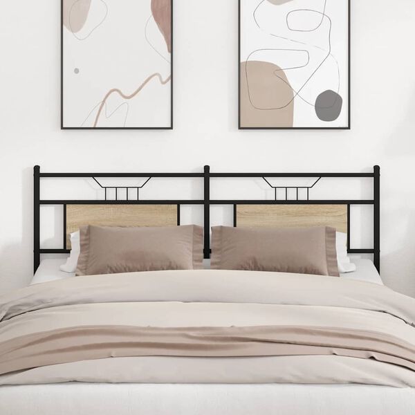 vidaXL Nadomestno vzglavje sonoma hrast 180 cm inženirski les in jeklo