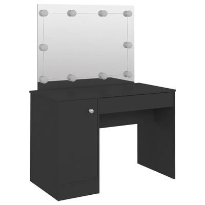 vidaXL Toaletna mizica z LED lučkami 110x55x145 cm MDF črna