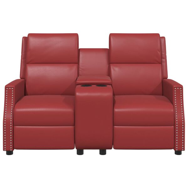 vidaXL Masažni dvosed vinsko rdeče umetno usnje