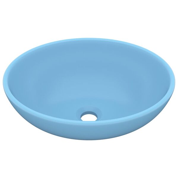vidaXL Razkošen umivalnik ovalen mat svetlo moder 40x33 cm keramičen