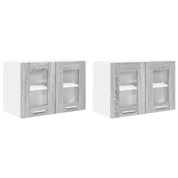 vidaXL Viseča omarica z vrati 2 pcs Siva Sonoma 60 x 31 x 40 cm