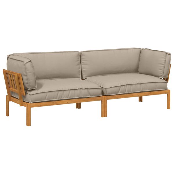 vidaXL Kavčna garnitura z blazino 2 pcs Taupe Masiven les akacije