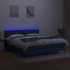 vidaXL Box spring postelja z vzmetnico LED modra 180x200 cm blago