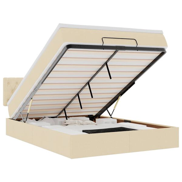 vidaXL Otomanska postelja z vzmetnico krem 140x190 cm blago