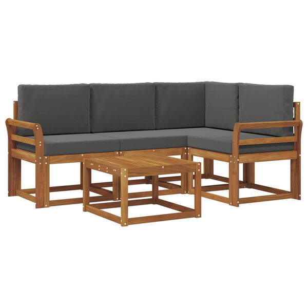 vidaXL Zunanja garnitura za sedenje 5 pcs Naravna in antracitna