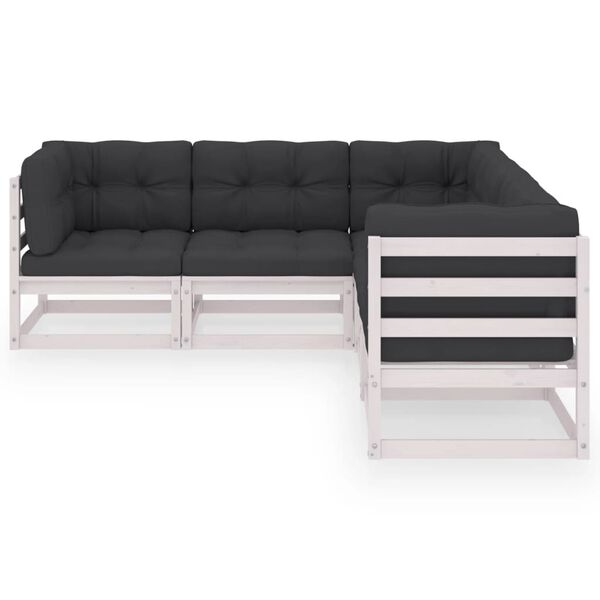 vidaXL Vrtna sedežna garnitura 5-delna z blazinami trdna borovina