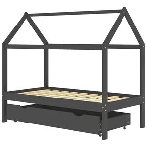 vidaXL Otro&scaron;ki posteljni okvir s predalom temno siv 80x160 cm