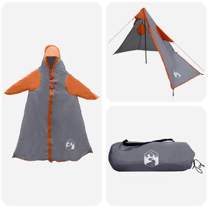 vidaXL 2-v-1 dežni pončo s kapuco 262 x 126 x 130 cm Siva in oranžna