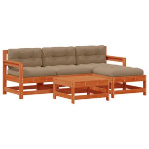 vidaXL Vrtna dnevna garnitura 5 pcs Voskan Rjava Masivna borovina